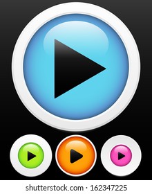 4 set of glossy play buttons