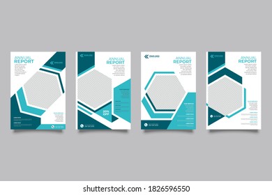 4 set Green annual report Leaflet Brochure Flyer template A4 size design, 4 fold template, book cover layout design, Abstract presentation templates