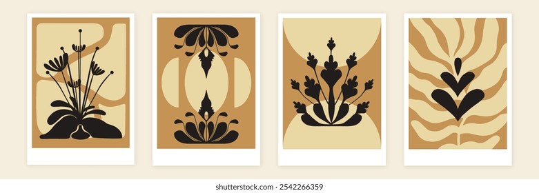 Ilustración de 4 conjuntos de Colección de Vector botánico natural de Boho - Elementos gráficos orgánicos dibujados a mano. Impresionante colección de Vector natural inspirado en el boho perfecto para proyectos creativos