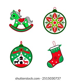 4 set illustrations Christmas vector design