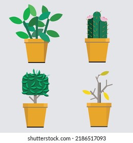 4  set of plants grow in a pot which can be-printing products, self use, and more.  Even better, you can re-coloring and re-design them to fit your need.