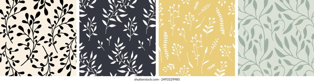 4 conjunto de patrón de flores sin costura. Fondo de pantalla, tela, artes textiles. Ilustración vectorial clásica.