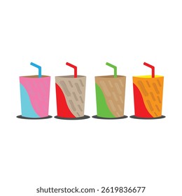 4 set vector nice colorful coffee paper cup set bundle design on white background