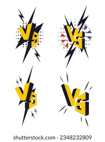 4 Set Versus banner. VS. Game battle on isolated white background. Vector illustration template, background, and poster.	
