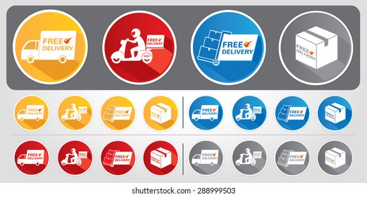 4 Set of web icon free delivery 