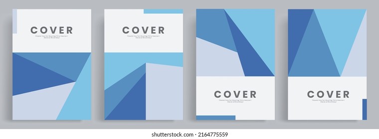 4 sets abstract blue geometrical cover template. Vector EPS 10. Suitable for book covers, posters, decorations, web template, presentation, brochures, leaflet, invitation card etc.