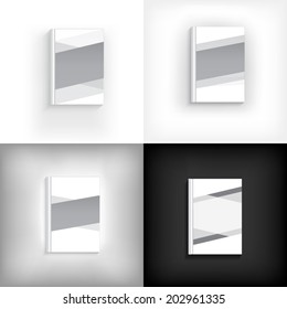 4 Sets of  Book Cover Vector illustration. Black & White Style.