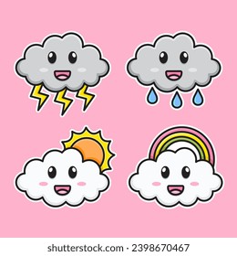 4 sets of cartoon clouds are adorable, and cute.