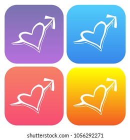 4 Sets / Collection Gradient Color Violet, Blue, Red, Yellow. Beautiful Icon Logo Heart Arrow Graphic Design Resource, Element, Vector Illustration. EPS 10