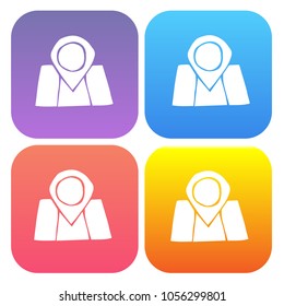 4 Sets / Collection Gradient Color Violet, Blue, Red, Yellow. Beautiful Icon Logo GPS Travel Map Navigation. Graphic Design Resource, Element, Vector Illustration. EPS 10