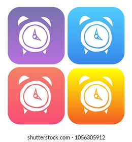4 Sets / Collection Gradient Color Violet, Blue, Red, Yellow. Beautiful Icon Logo Clock Watch Alarm Time. Graphic Design Resource, Element, Vector Illustration. EPS 10