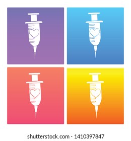 4 Sets / Collection Gradient Color Violet, Blue, Red, Yellow of Medical Injection Icon. Graphic Design Resource, Element, Vector Illustration. EPS 10