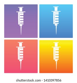4 Sets / Collection Gradient Color Violet, Blue, Red, Yellow of Medical Injection Icon. Graphic Design Resource, Element, Vector Illustration. EPS 10