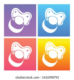4 Sets / Collection Gradient Color Violet, Blue, Red, Yellow of Baby Pacifier Icon. Graphic Design Resource, Element, Vector Illustration. EPS 10