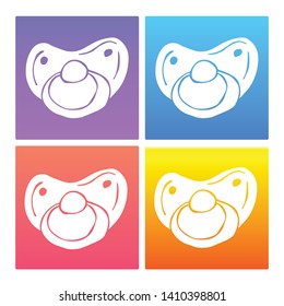 4 Sets / Collection Gradient Color Violet, Blue, Red, Yellow of Baby Pacifier Icon. Graphic Design Resource, Element, Vector Illustration. EPS 10