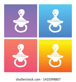 4 Sets / Collection Gradient Color Violet, Blue, Red, Yellow of Baby Pacifier Icon. Graphic Design Resource, Element, Vector Illustration. EPS 10