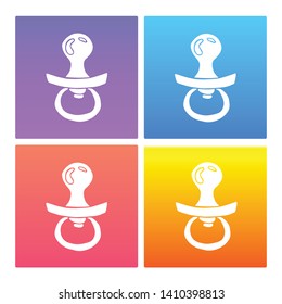 4 Sets / Collection Gradient Color Violet, Blue, Red, Yellow of Baby Pacifier Icon. Graphic Design Resource, Element, Vector Illustration. EPS 10