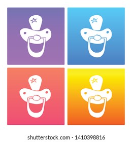 4 Sets / Collection Gradient Color Violet, Blue, Red, Yellow of Baby Pacifier Icon. Graphic Design Resource, Element, Vector Illustration. EPS 10