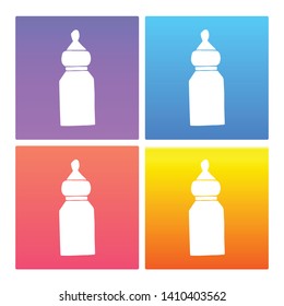 4 Sets / Collection Gradient Color Violet, Blue, Red, Yellow of Baby Bottle Icon. Graphic Design Resource, Element, Vector Illustration. EPS 10