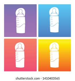4 Sets / Collection Gradient Color Violet, Blue, Red, Yellow of Baby Bottle Icon. Graphic Design Resource, Element, Vector Illustration. EPS 10