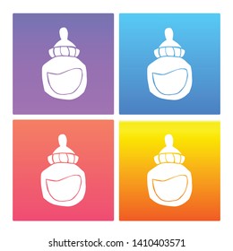 4 Sets / Collection Gradient Color Violet, Blue, Red, Yellow of Baby Bottle Icon. Graphic Design Resource, Element, Vector Illustration. EPS 10