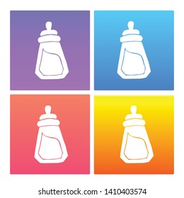 4 Sets / Collection Gradient Color Violet, Blue, Red, Yellow of Baby Bottle Icon. Graphic Design Resource, Element, Vector Illustration. EPS 10