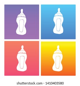 4 Sets / Collection Gradient Color Violet, Blue, Red, Yellow of Baby Bottle Icon. Graphic Design Resource, Element, Vector Illustration. EPS 10