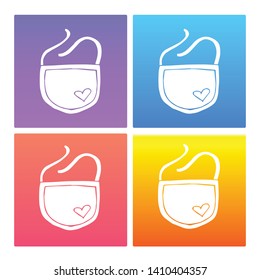 4 Sets / Collection Gradient Color Violet, Blue, Red, Yellow of Baby Bib Icon. Graphic Design Resource, Element, Vector Illustration. EPS 10