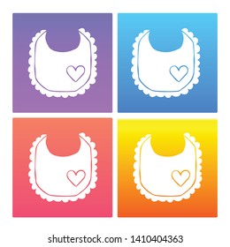 4 Sets / Collection Gradient Color Violet, Blue, Red, Yellow of Baby Bib Icon. Graphic Design Resource, Element, Vector Illustration. EPS 10