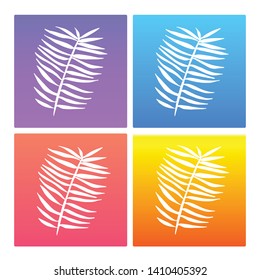 4 Sets / Collection Gradient Color Violet, Blue, Red, Yellow of Summer Leaf Icon. Graphic Design Resource, Element, Vector Illustration. EPS 10