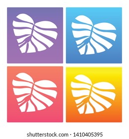 4 Sets / Collection Gradient Color Violet, Blue, Red, Yellow of Summer Leaf Icon. Graphic Design Resource, Element, Vector Illustration. EPS 10