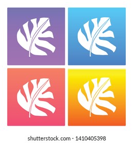 4 Sets / Collection Gradient Color Violet, Blue, Red, Yellow of Summer Leaf Icon. Graphic Design Resource, Element, Vector Illustration. EPS 10