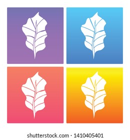 4 Sets / Collection Gradient Color Violet, Blue, Red, Yellow of Summer Leaf Icon. Graphic Design Resource, Element, Vector Illustration. EPS 10