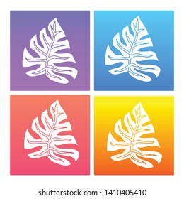 4 Sets / Collection Gradient Color Violet, Blue, Red, Yellow of Summer Leaf Icon. Graphic Design Resource, Element, Vector Illustration. EPS 10
