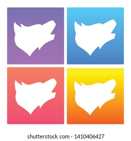 4 Sets / Collection Gradient Color Violet, Blue, Red, Yellow of Wolf Animal Icon. Graphic Design Resource, Element, Vector Illustration. EPS 10