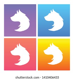4 Sets / Collection Gradient Color Violet, Blue, Red, Yellow of Wolf Animal Icon. Graphic Design Resource, Element, Vector Illustration. EPS 10