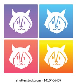 4 Sets / Collection Gradient Color Violet, Blue, Red, Yellow of Wolf Animal Icon. Graphic Design Resource, Element, Vector Illustration. EPS 10