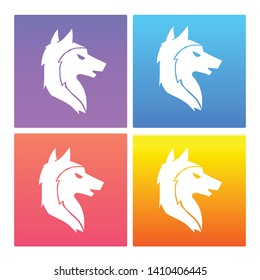 4 Sets / Collection Gradient Color Violet, Blue, Red, Yellow of Wolf Animal Icon. Graphic Design Resource, Element, Vector Illustration. EPS 10