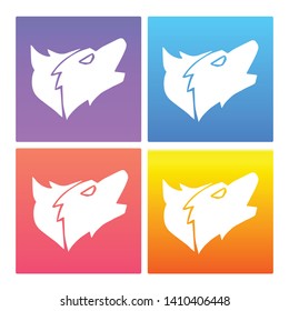 4 Sets / Collection Gradient Color Violet, Blue, Red, Yellow of Wolf Animal Icon. Graphic Design Resource, Element, Vector Illustration. EPS 10