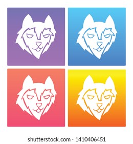 4 Sets / Collection Gradient Color Violet, Blue, Red, Yellow of Wolf Animal Icon. Graphic Design Resource, Element, Vector Illustration. EPS 10