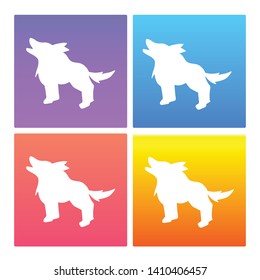 4 Sets / Collection Gradient Color Violet, Blue, Red, Yellow of Wolf Animal Icon. Graphic Design Resource, Element, Vector Illustration. EPS 10