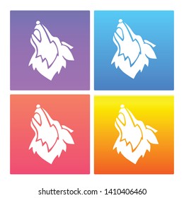 4 Sets / Collection Gradient Color Violet, Blue, Red, Yellow of Wolf Animal Icon. Graphic Design Resource, Element, Vector Illustration. EPS 10