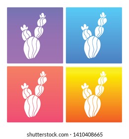 4 Sets / Collection Gradient Color Violet, Blue, Red, Yellow of Cactus Plant Icon. Graphic Design Resource, Element, Vector Illustration. EPS 10