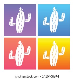 4 Sets / Collection Gradient Color Violet, Blue, Red, Yellow of Cactus Plant Icon. Graphic Design Resource, Element, Vector Illustration. EPS 10
