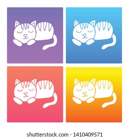 4 Sets / Collection Gradient Color Violet, Blue, Red, Yellow of Cat Animal Icon. Graphic Design Resource, Element, Vector Illustration. EPS 10