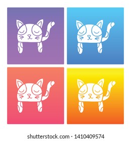 4 Sets / Collection Gradient Color Violet, Blue, Red, Yellow of Cat Animal Icon. Graphic Design Resource, Element, Vector Illustration. EPS 10