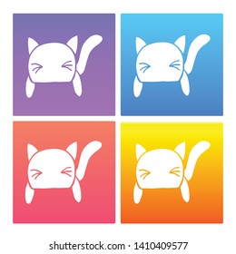 4 Sets / Collection Gradient Color Violet, Blue, Red, Yellow of Cat Animal Icon. Graphic Design Resource, Element, Vector Illustration. EPS 10