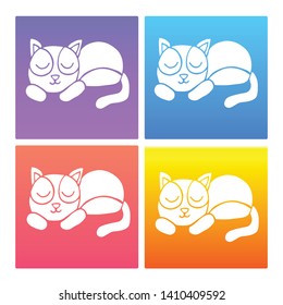 4 Sets / Collection Gradient Color Violet, Blue, Red, Yellow of Cat Animal Icon. Graphic Design Resource, Element, Vector Illustration. EPS 10