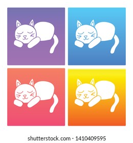 4 Sets / Collection Gradient Color Violet, Blue, Red, Yellow of Cat Animal Icon. Graphic Design Resource, Element, Vector Illustration. EPS 10