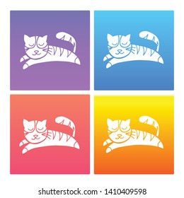 4 Sets / Collection Gradient Color Violet, Blue, Red, Yellow of Cat Animal Icon. Graphic Design Resource, Element, Vector Illustration. EPS 10